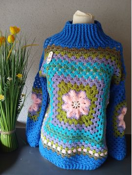 PULL CROCHET PURE LAINE Fait Main