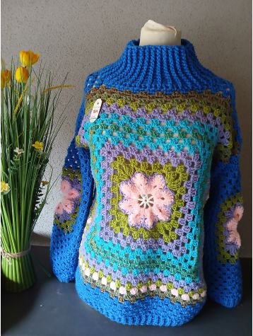PULL CROCHET PURE LAINE Fait Main