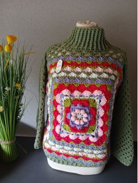 PULL CROCHET PURE LAINE Fait Main