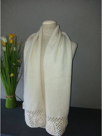 ECHARPE PURE LAINE FLEURS Fait Main